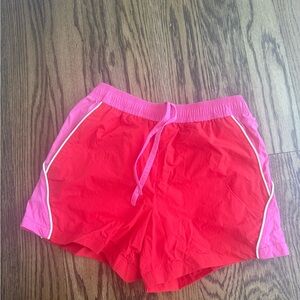 BDG Vintage Style Red and Pink Athletic Shorts